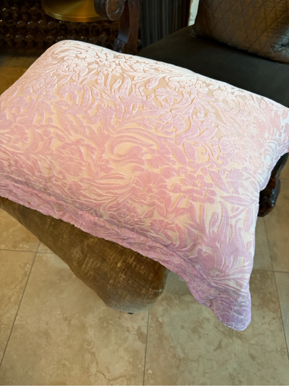 VTG Bella Notte Sheer Velvet Floral Rose/Pink standard Sham only